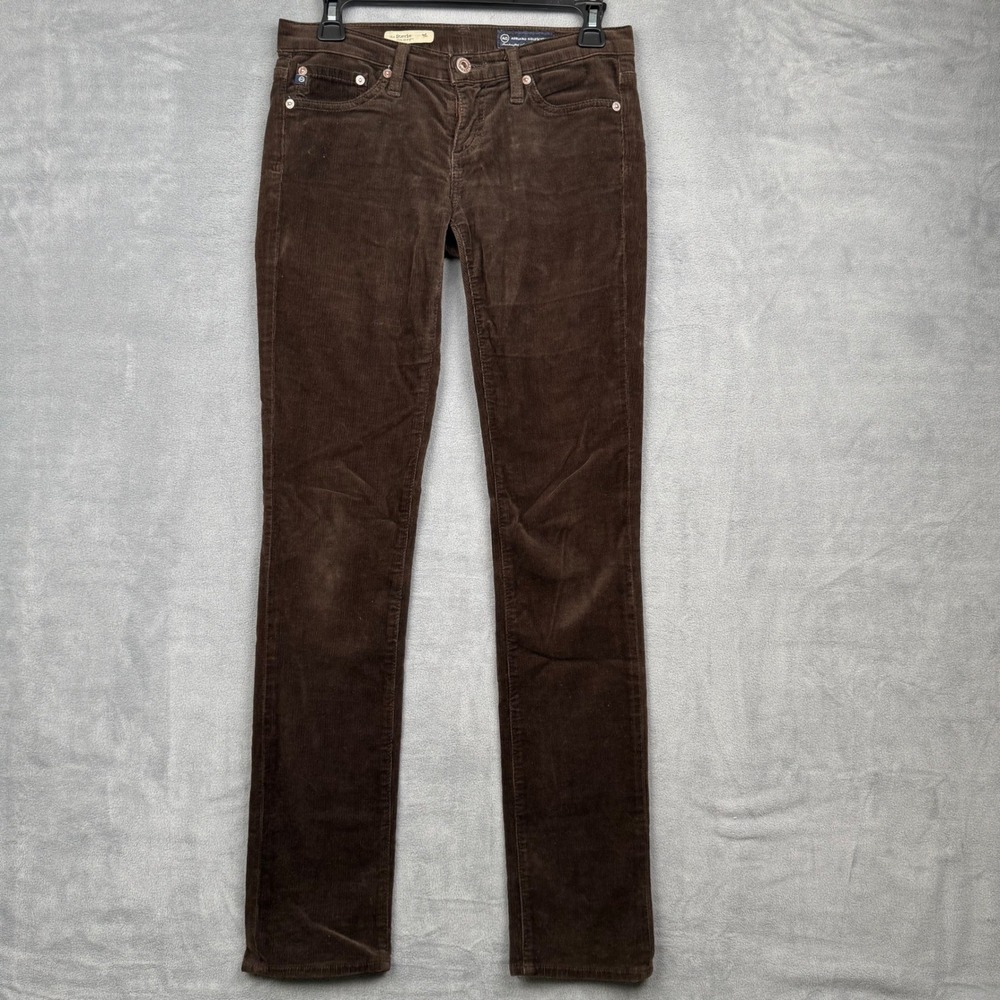 AG Adriano Goldschmied The Stevie Slim Straight‎ Corduroy Pants Women Brown 25R